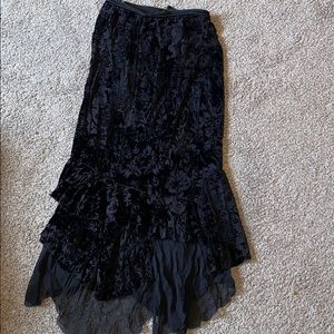 Long black floral print skirt